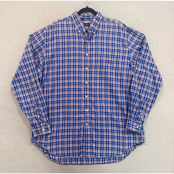 Ralph Lauren Other - Ralph Lauren Mens Woven Cotton Plaid Button-Down Shirt Blue Red White XLT Tall